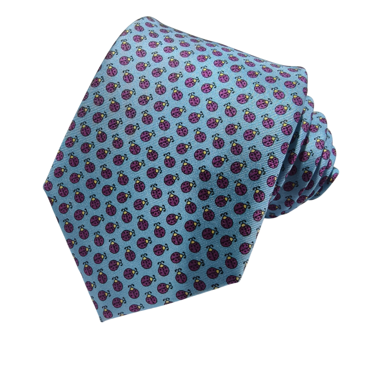 Lady Bug on Light Blue Silk Tie