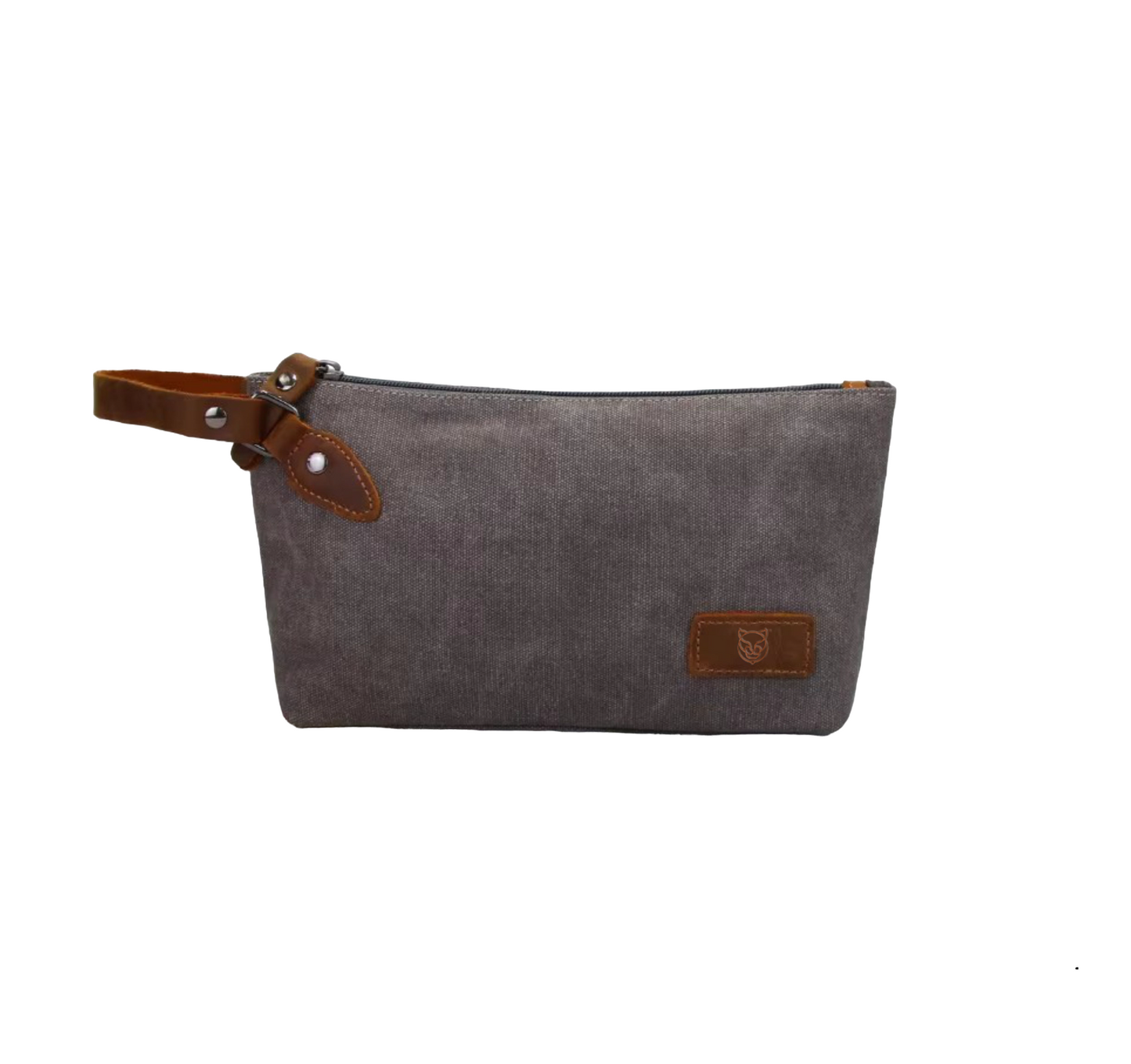 Grey Slim Canvas Pouch
