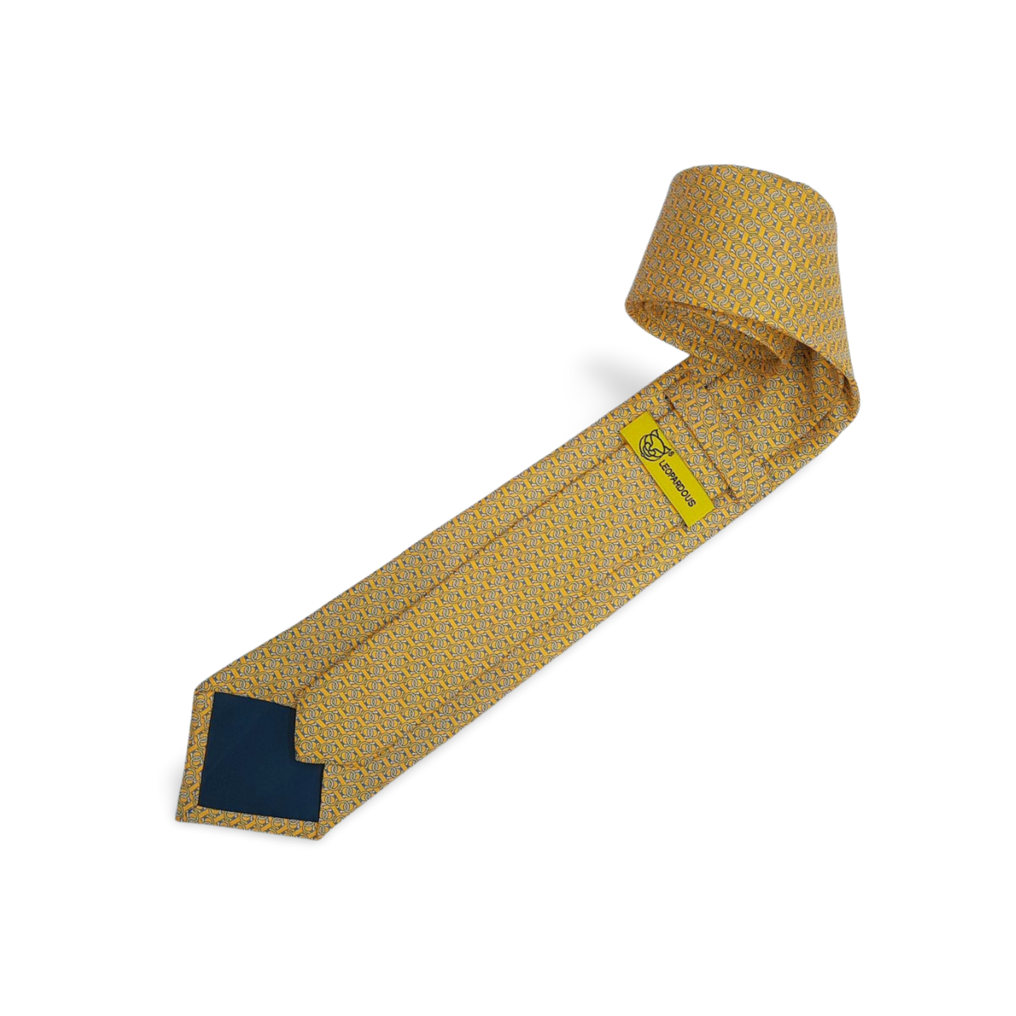 Mustard Yellow Horseshoe Print Silk Tie