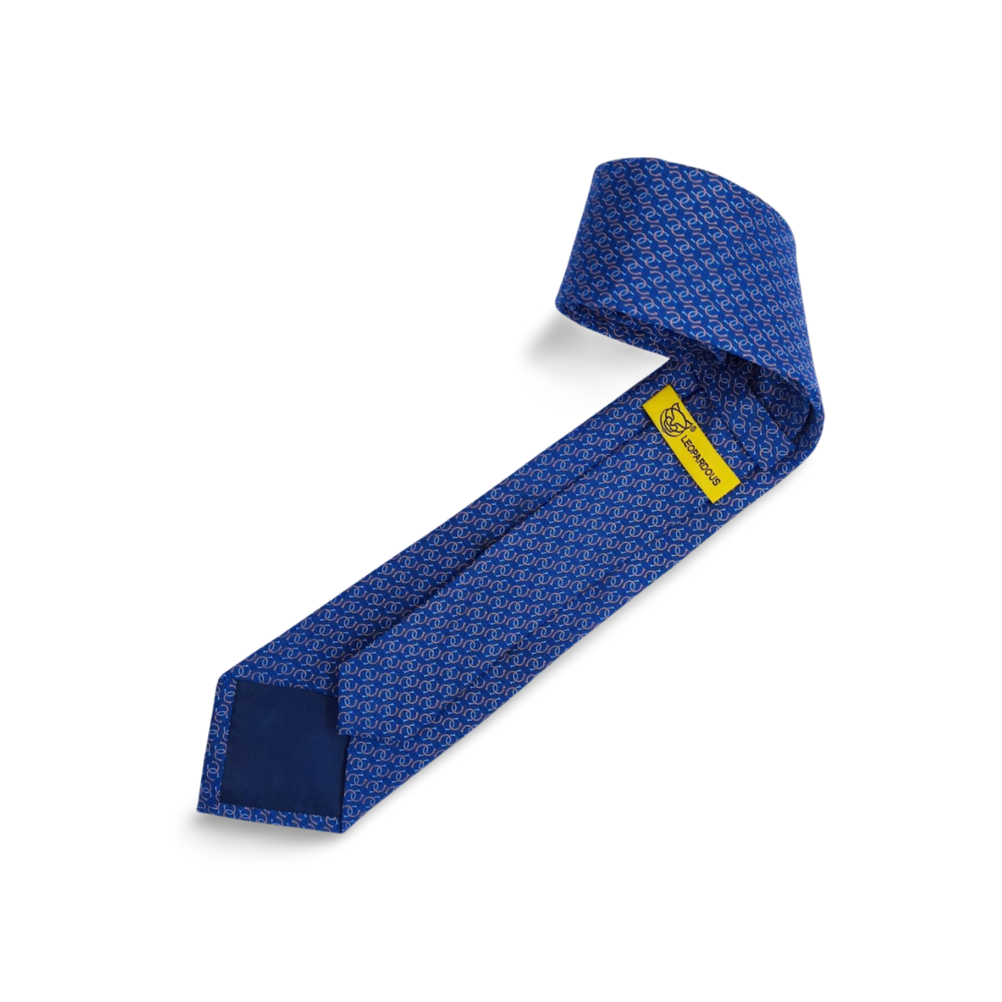 Blue Horseshoe Print Silk Tie
