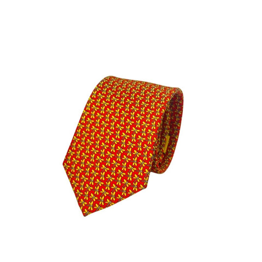 Dragonfly on Red Silk Tie