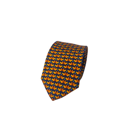 Squirrel on Blue Silk Tie
