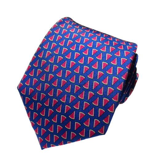 Watermelon on Blue Silk Tie