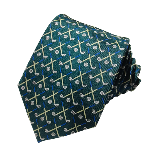 Golf on Green Silk Tie