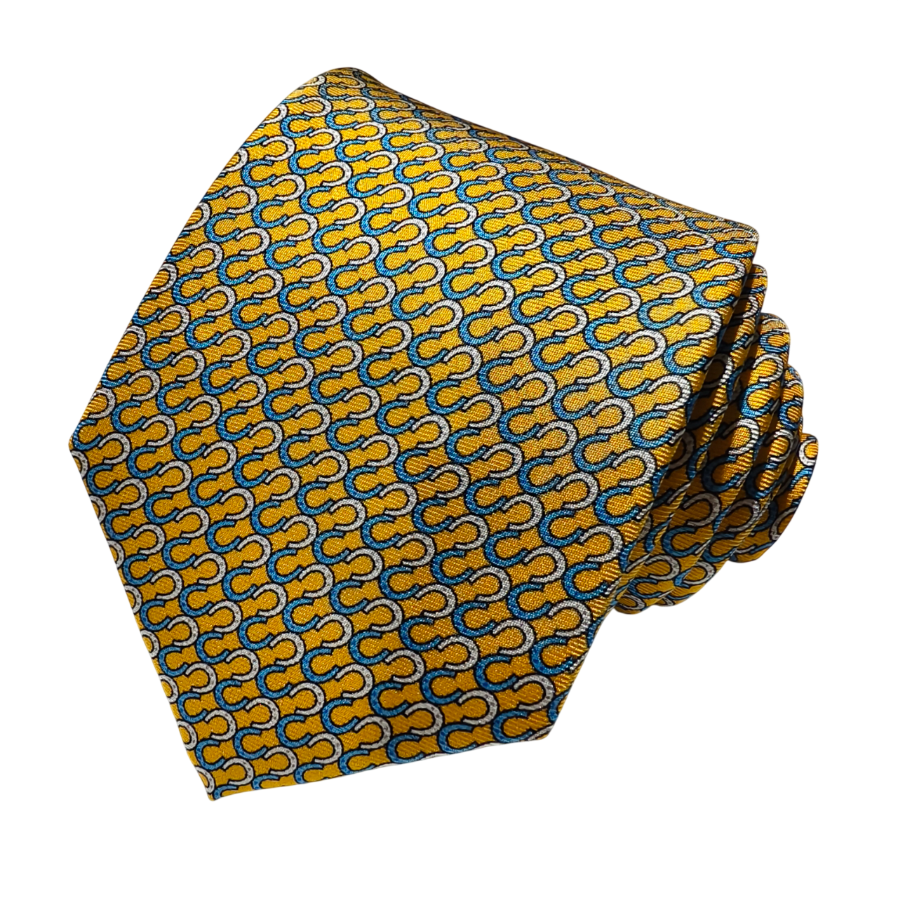Horseshoe on Yellow Silk Tie