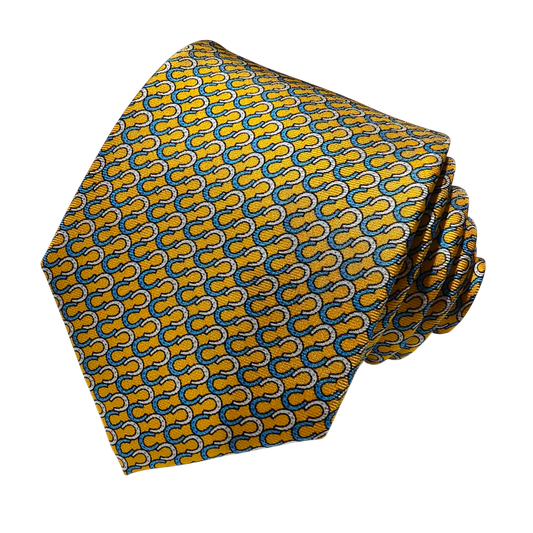 Horseshoe on Yellow Silk Tie