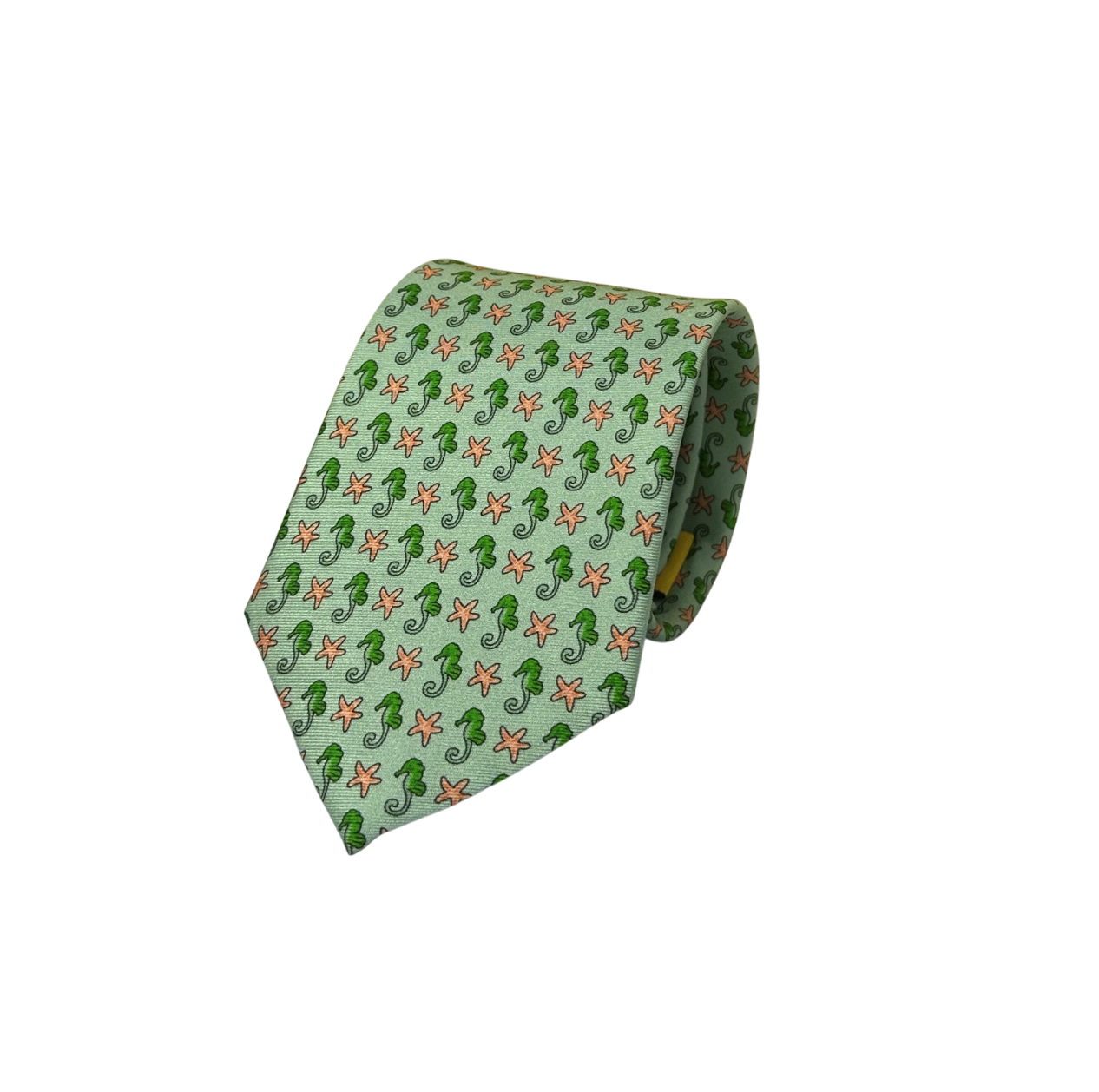 Seahorse on Green Silk Tie